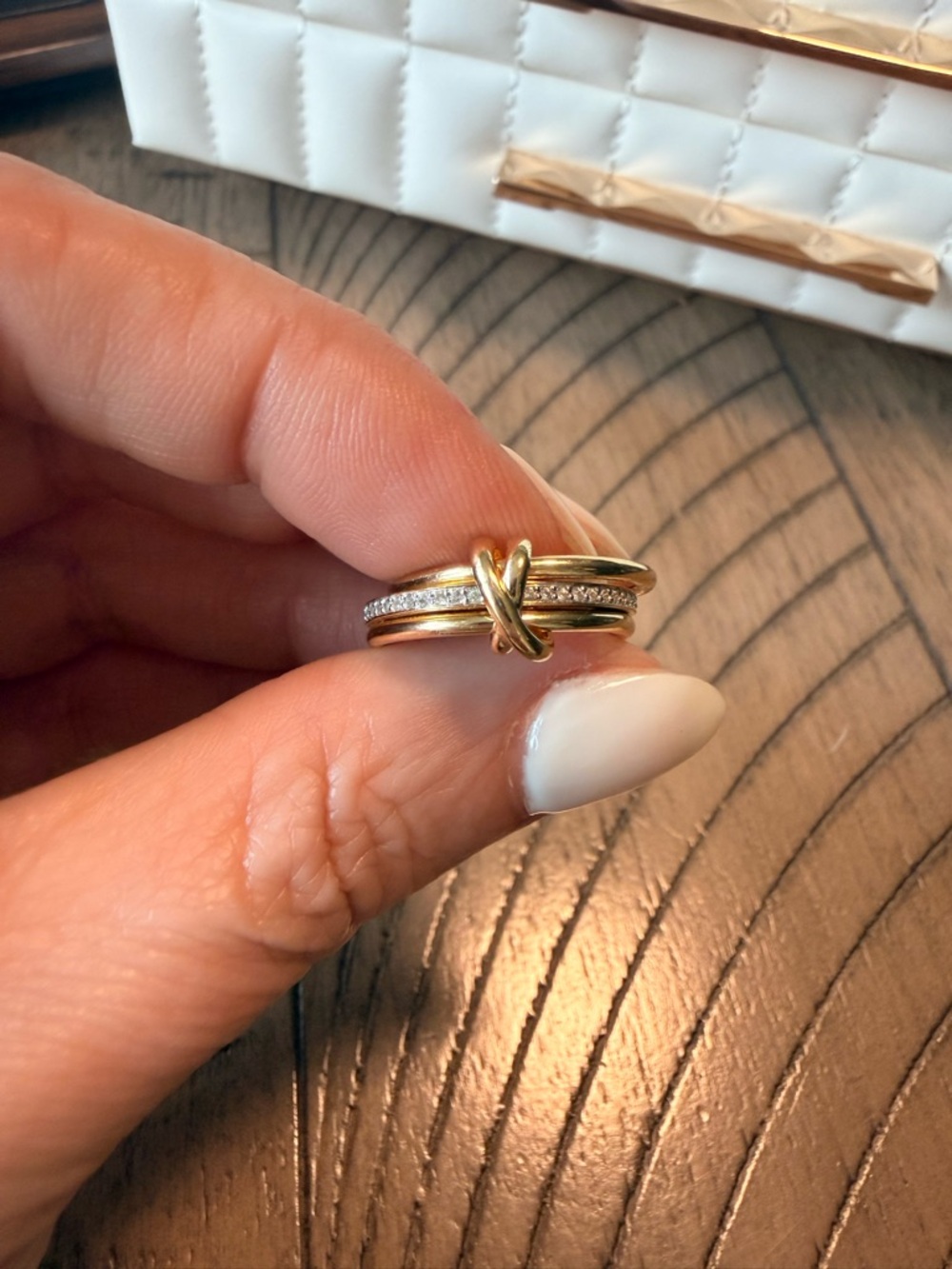 Tia 18k Gold Vermeil Band Ring in White Sapphire